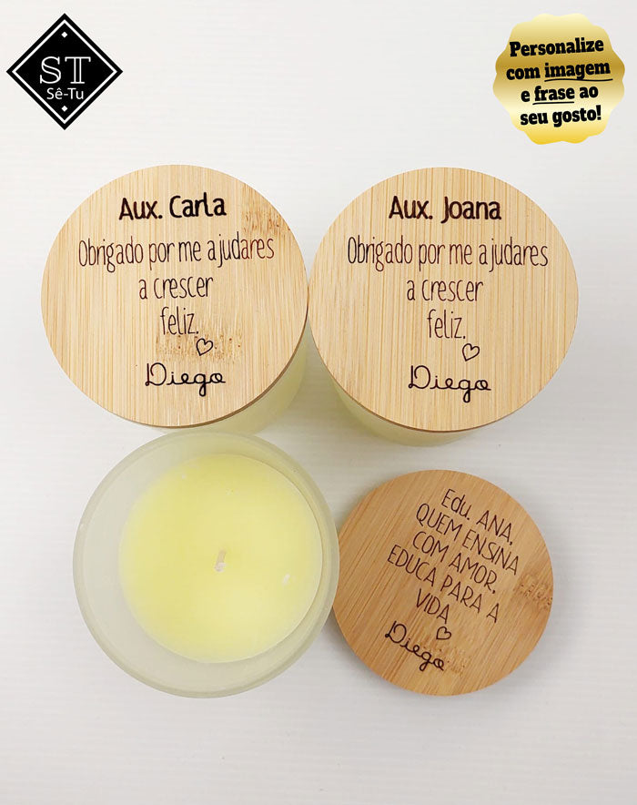 Vela Perfumada de baunilha Obrigado por nos Ajudares a Crescer Feliz